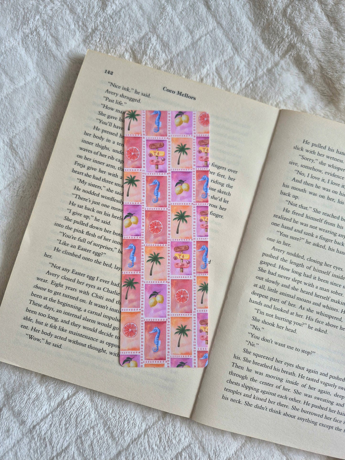 Tropical watercolour stamps summer bookmark: Double-sided print