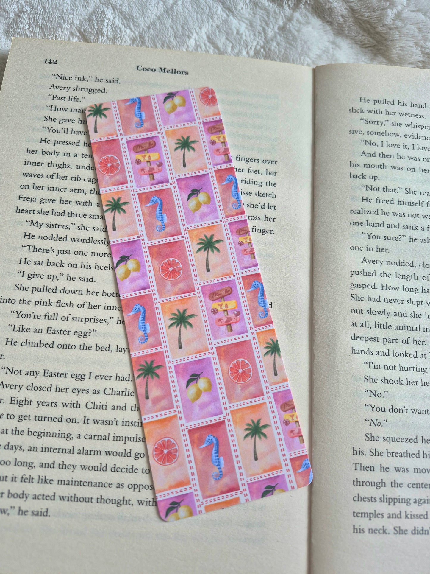 Tropical watercolour stamps summer bookmark: Double-sided print