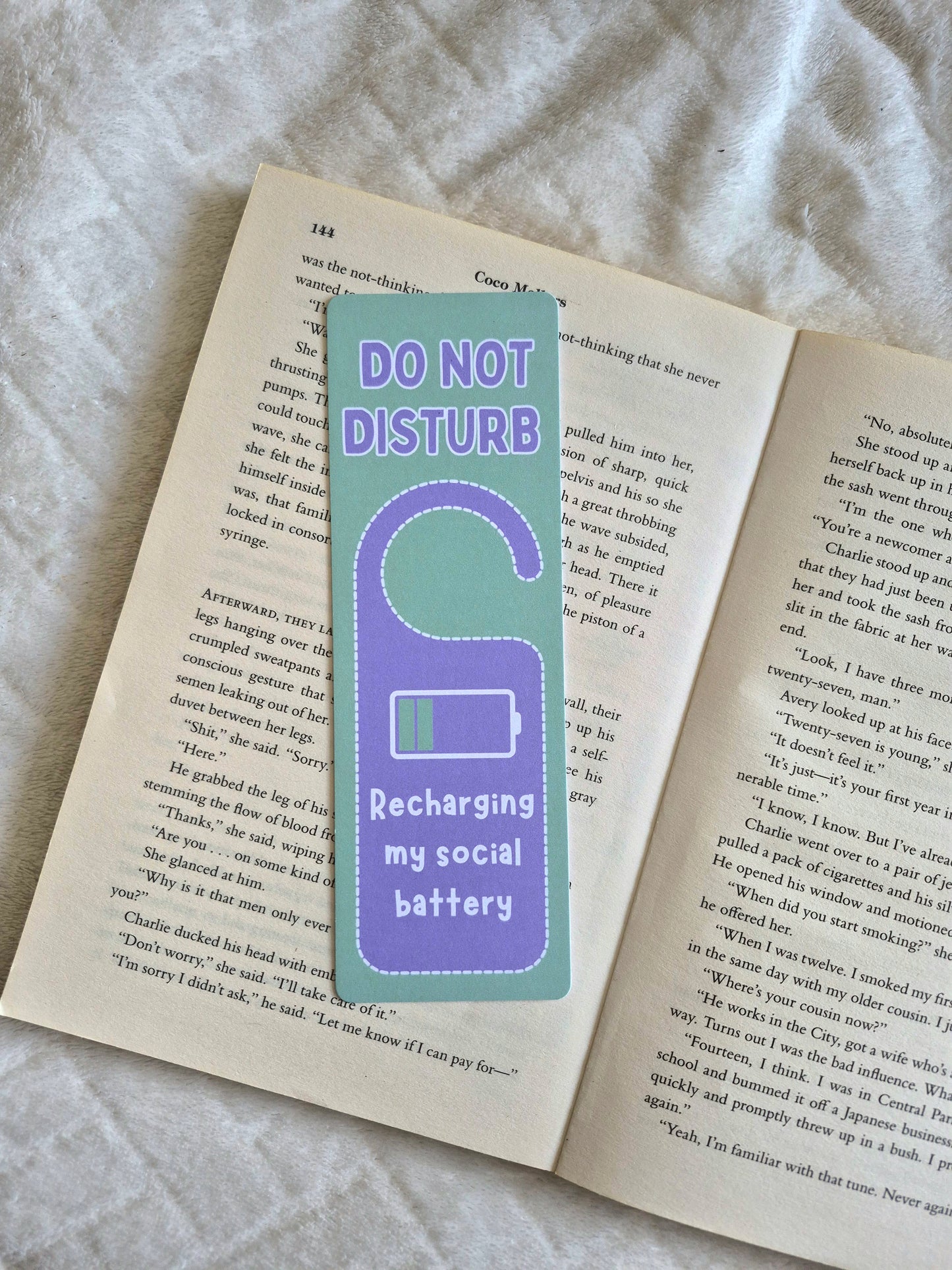 Do not disturb: Recharging my Social Battery door hanger design bookmark