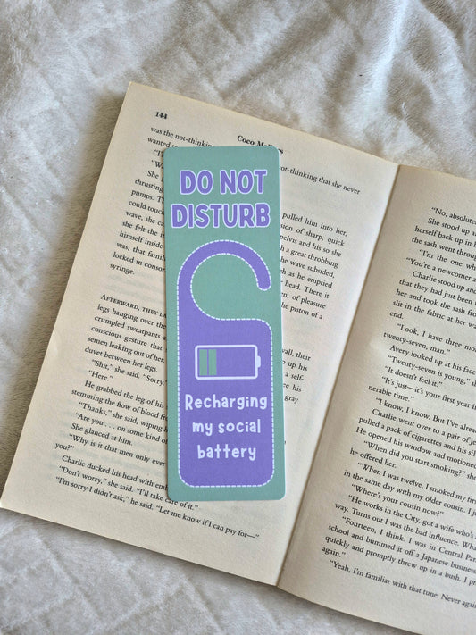 Do not disturb: Recharging my Social Battery door hanger design bookmark
