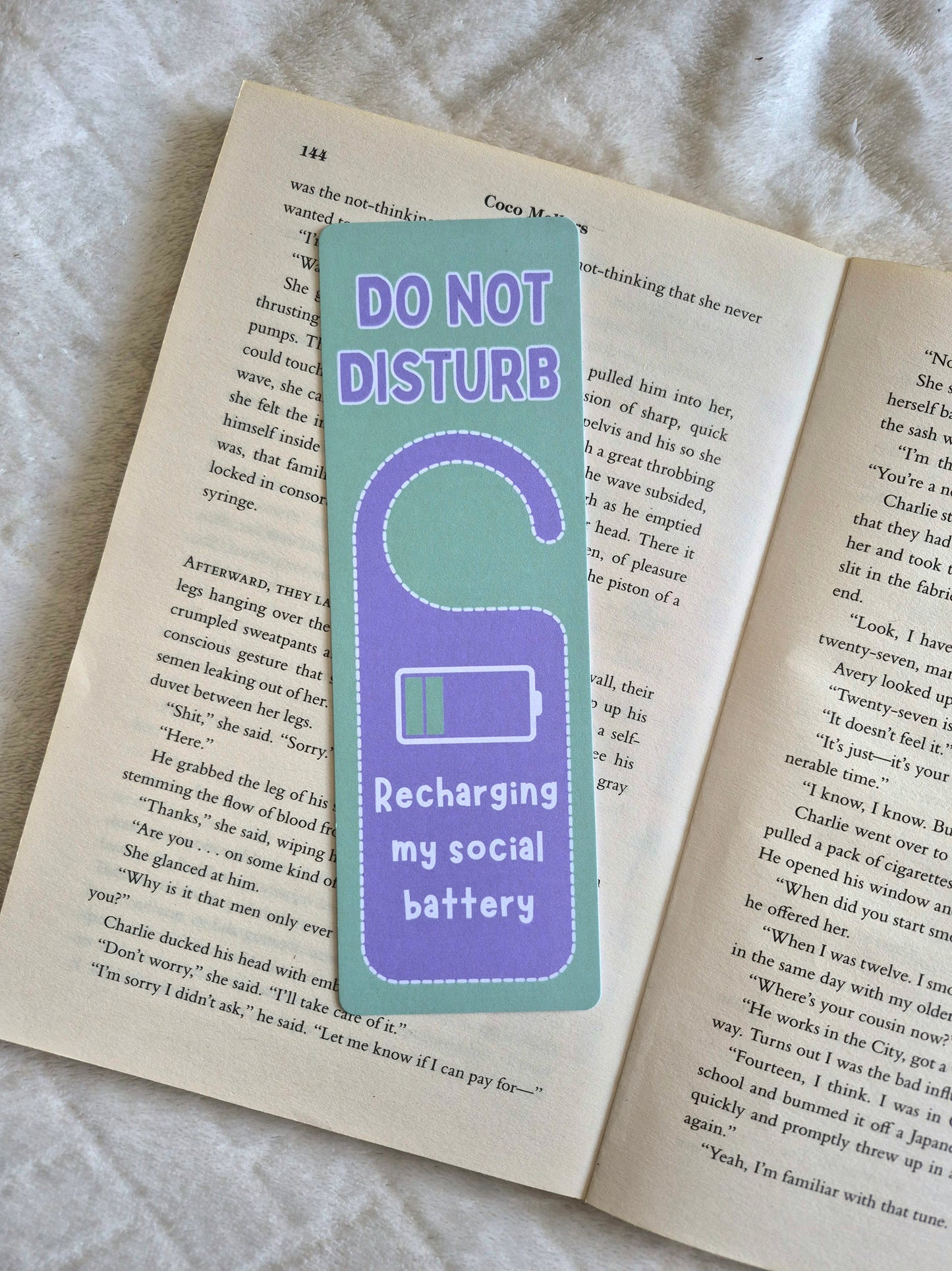 Do not disturb: Recharging my Social Battery door hanger design bookmark