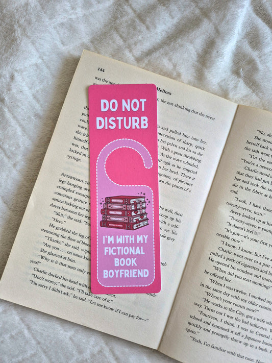 Do not disturb: I'm with my ficitonal book boyfriend door hanger bookmark