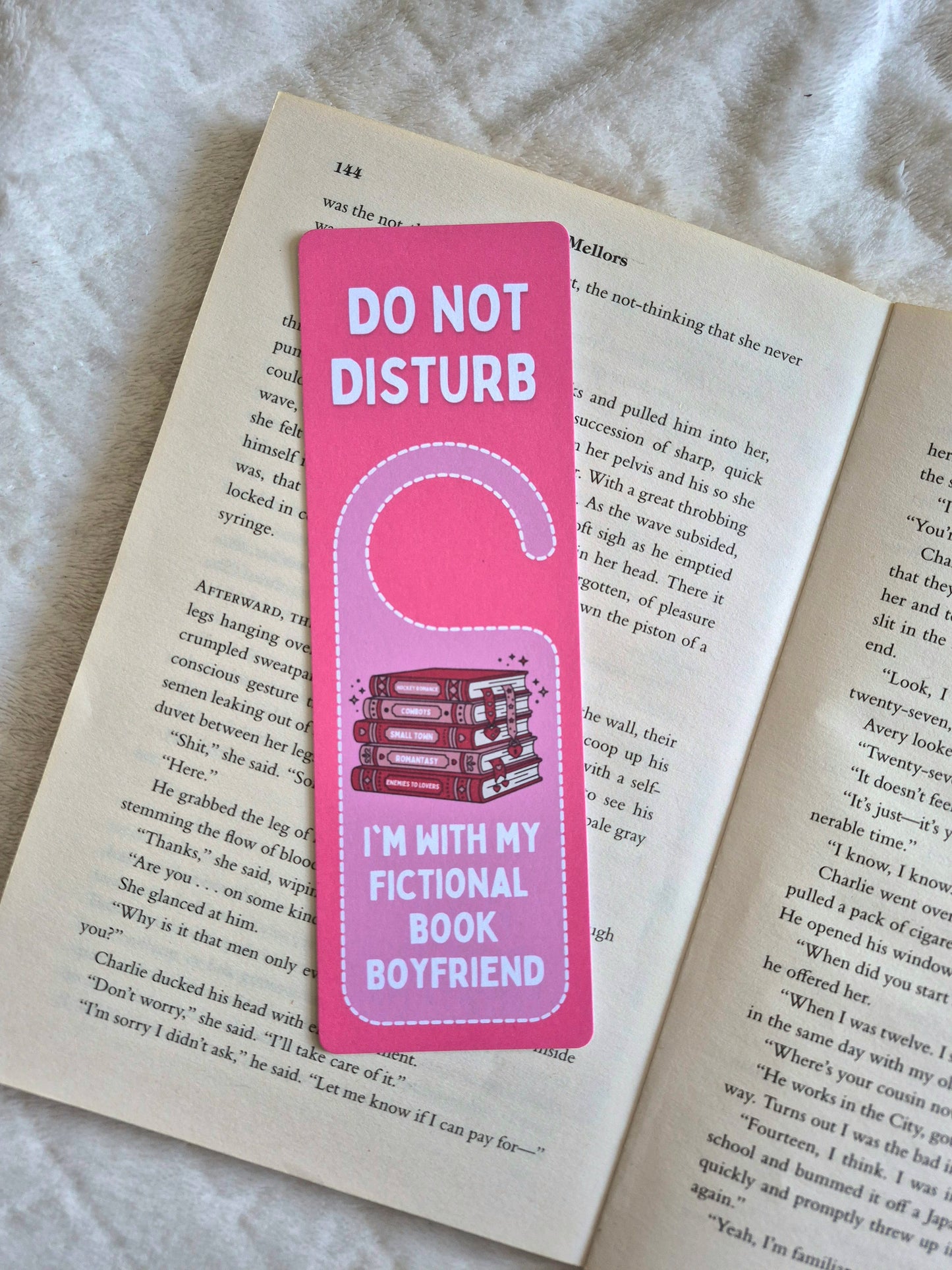 Do not disturb: I'm with my ficitonal book boyfriend door hanger bookmark