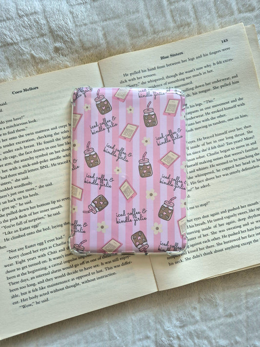 Iced coffee and Kindle Girlie pink stripes insert
