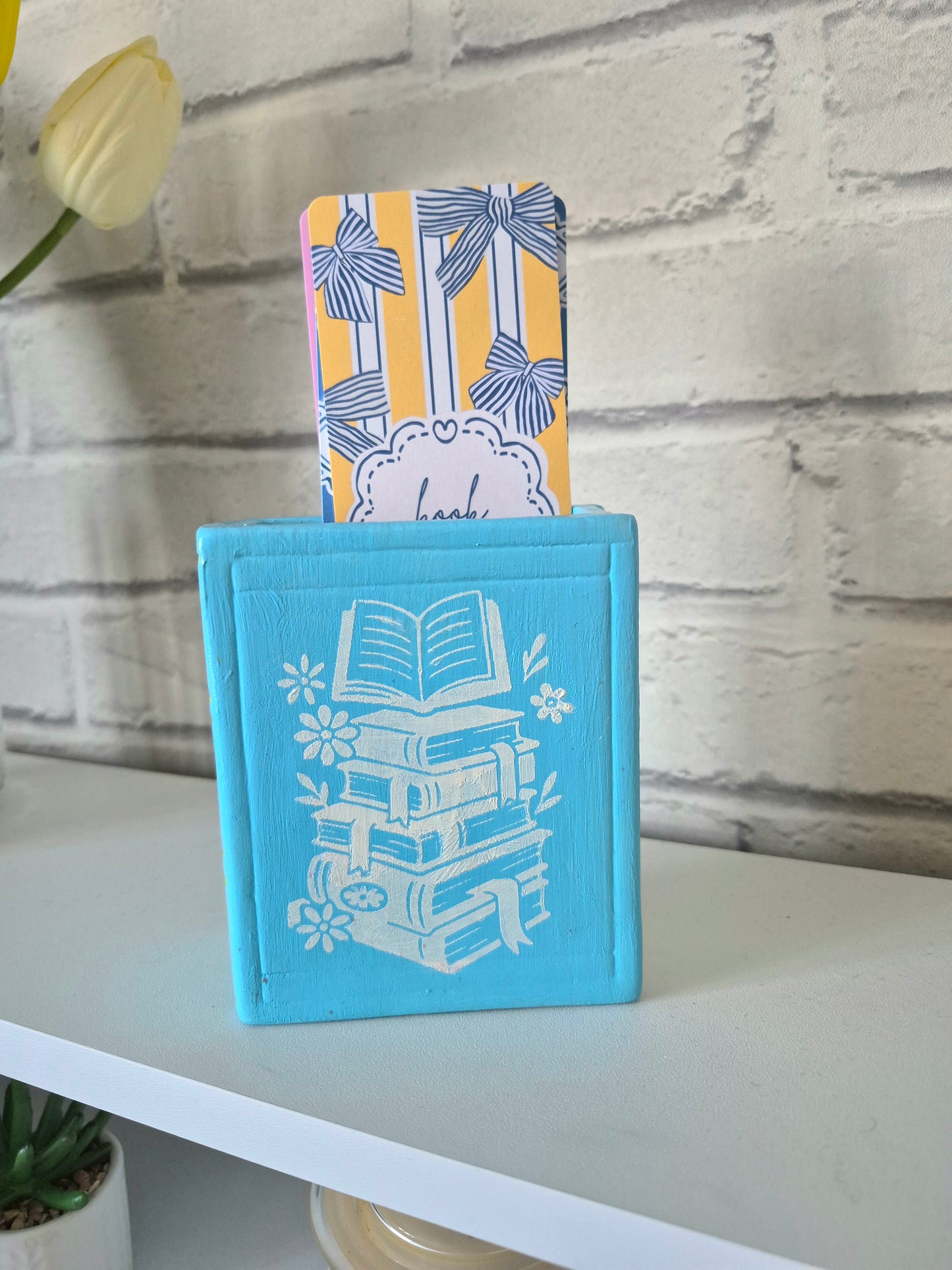 OOPPS! Ceramic bookmark holder - Hand painted blue and white