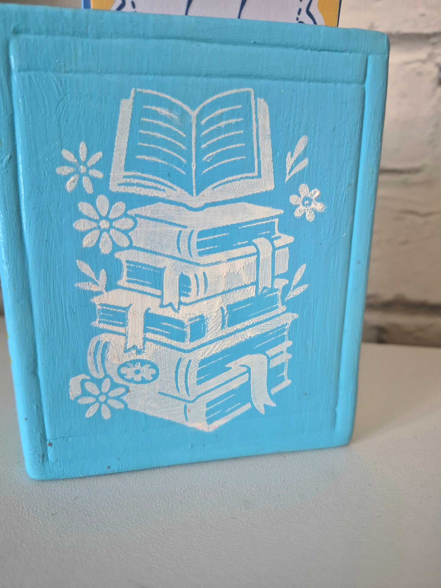 OOPPS! Ceramic bookmark holder - Hand painted blue and white