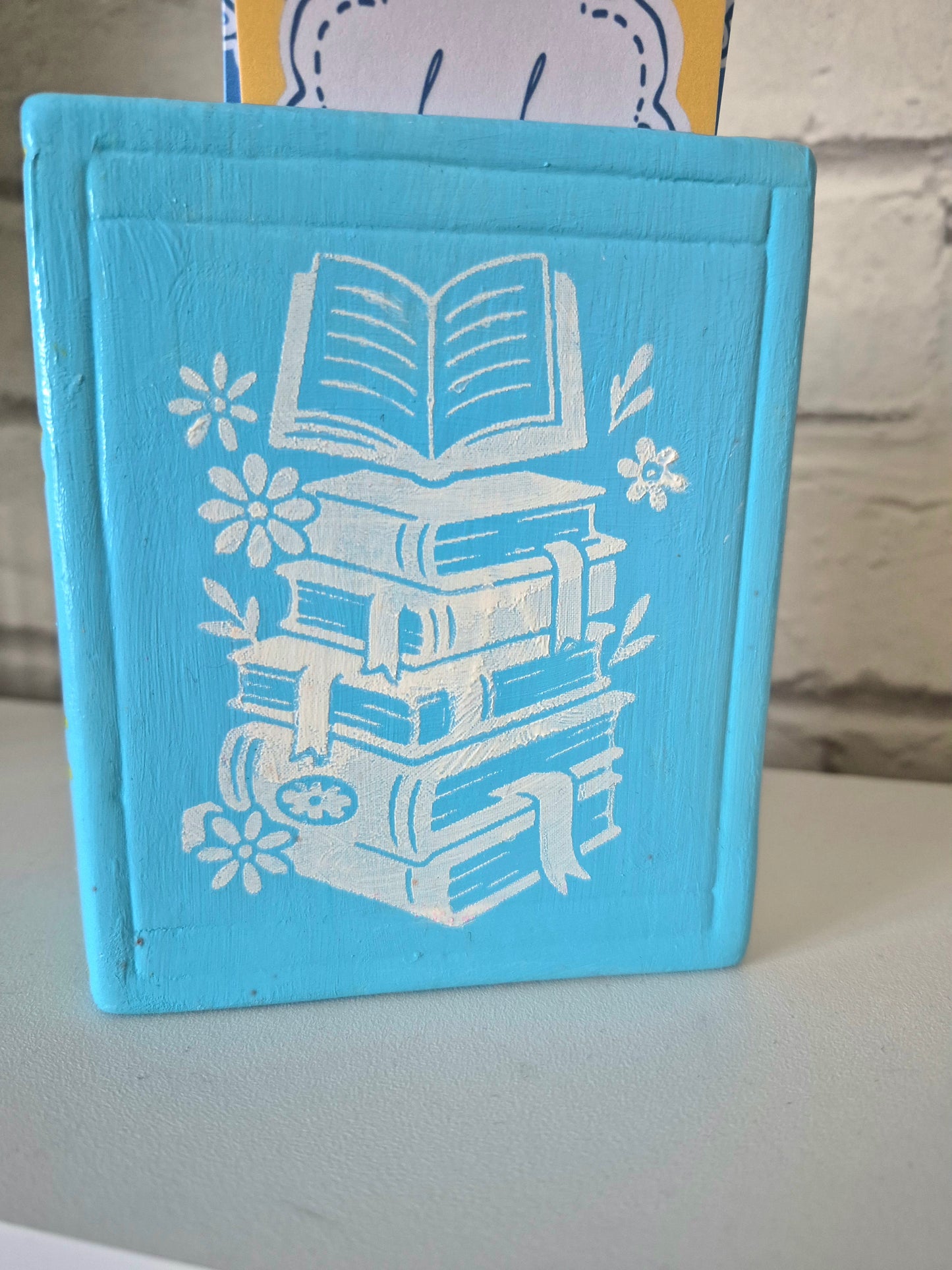 OOPPS! Ceramic bookmark holder - Hand painted blue and white