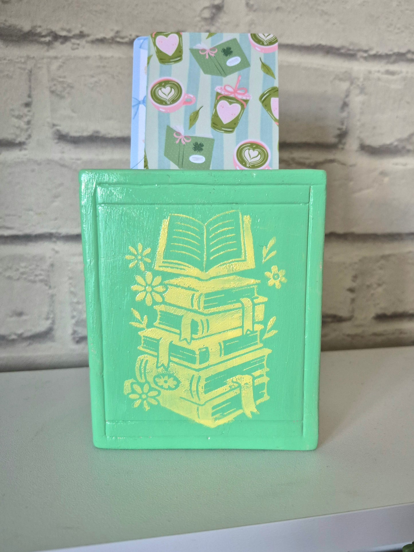 OOPPS! Ceramic bookmark holder - Hand painted green and yellow