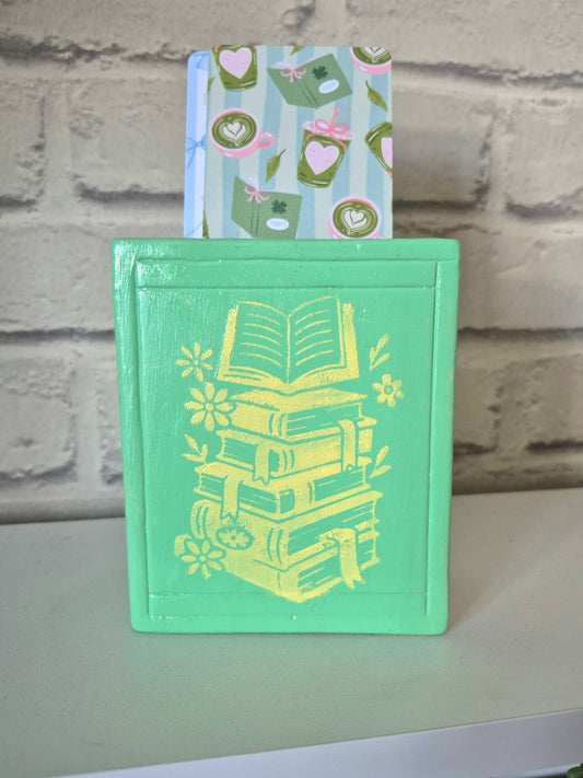 OOPPS! Ceramic bookmark holder - Hand painted green and yellow