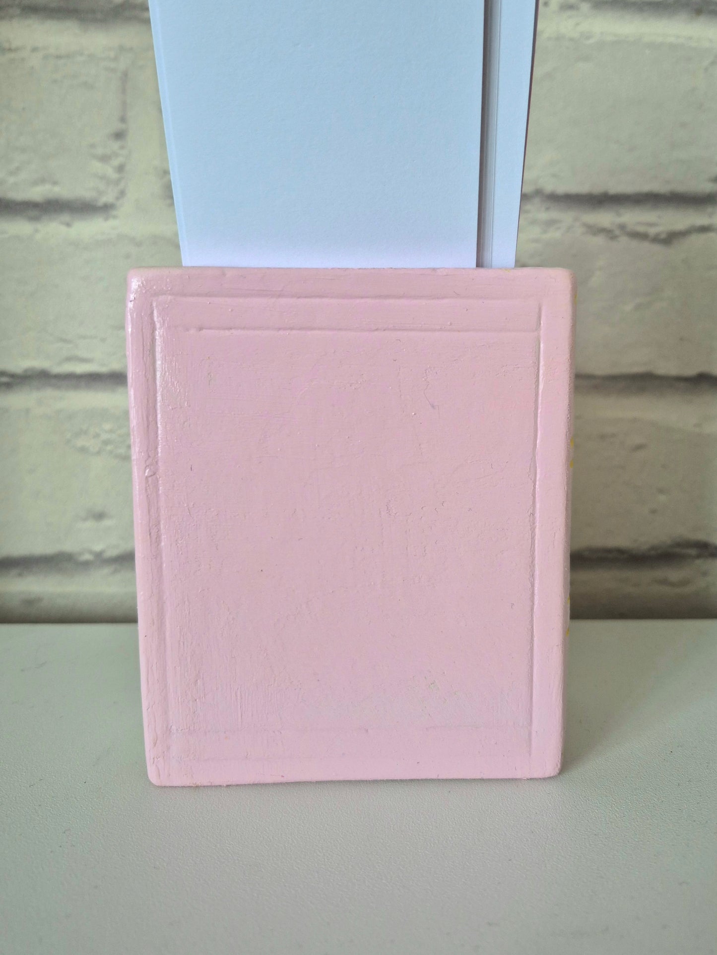 Oops! Ceramic bookmark holder - Hand painted pink and yellow book themed gift