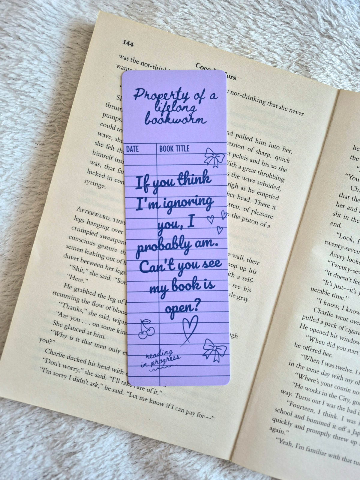 If you think I'm ignoring you, I probably am. Funny library card bookmark