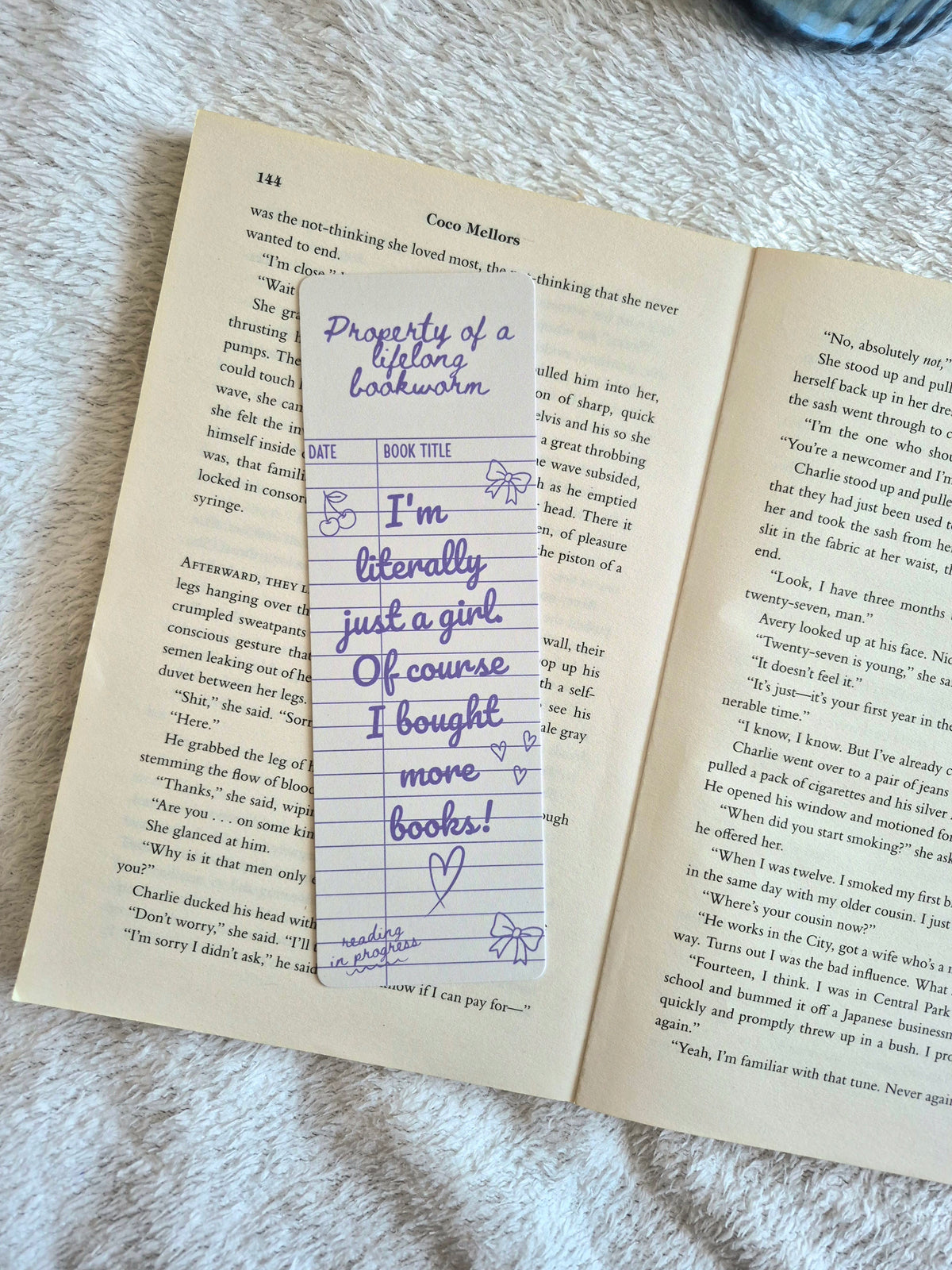 I'm literally just a girl library card bookmark