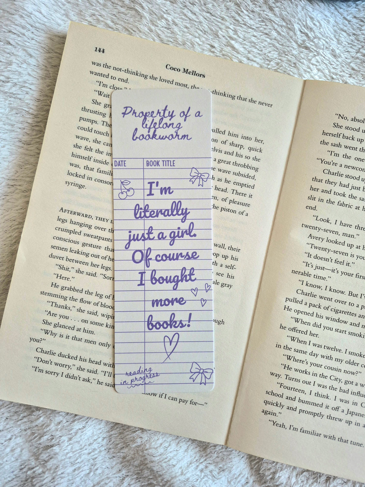 I'm literally just a girl library card bookmark