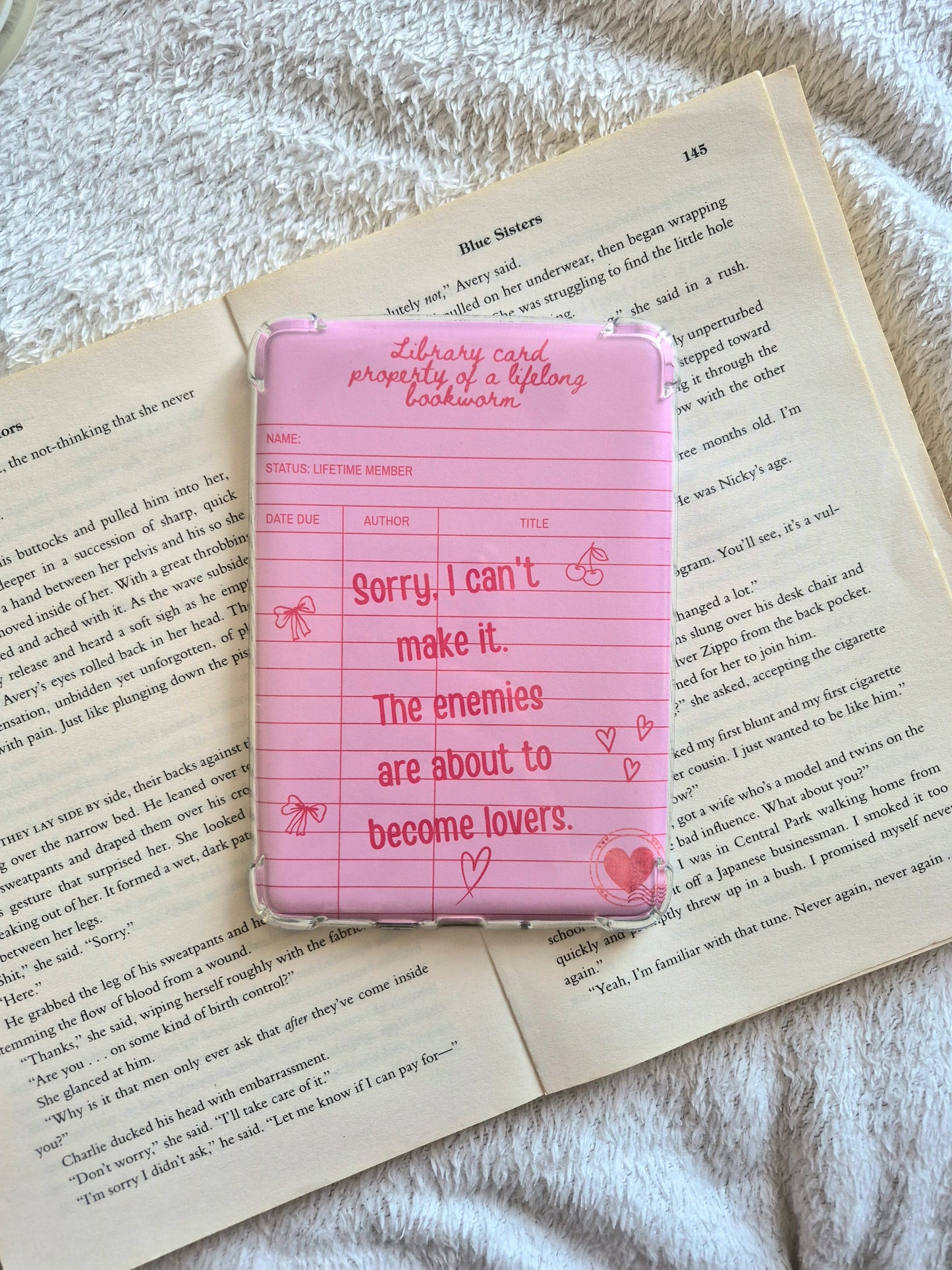 'The enemies are about to become lovers' Library card Kindle Insert