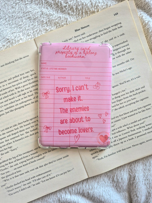 'The enemies are about to become lovers' Library card Kindle Insert