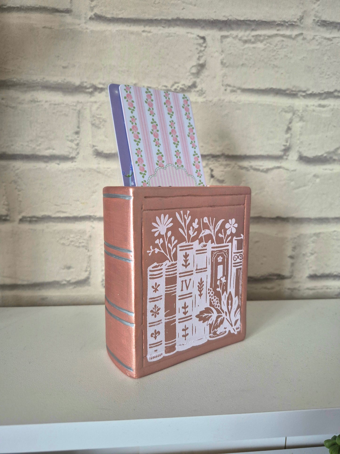 Rose Gold Ceramic bookmark holder - Hand painted