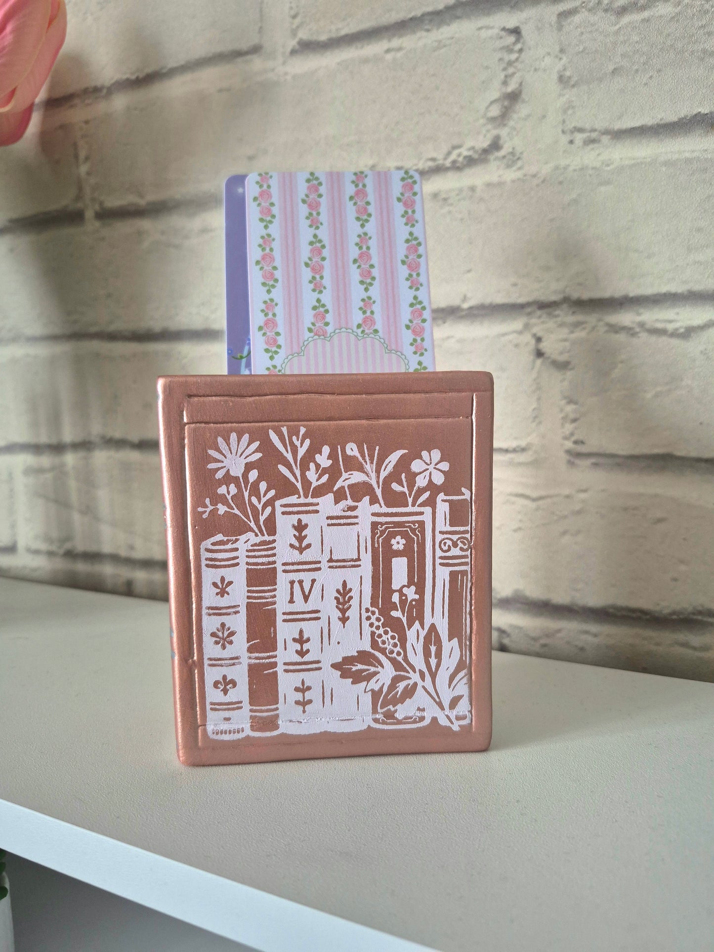 Rose Gold Ceramic bookmark holder - Hand painted