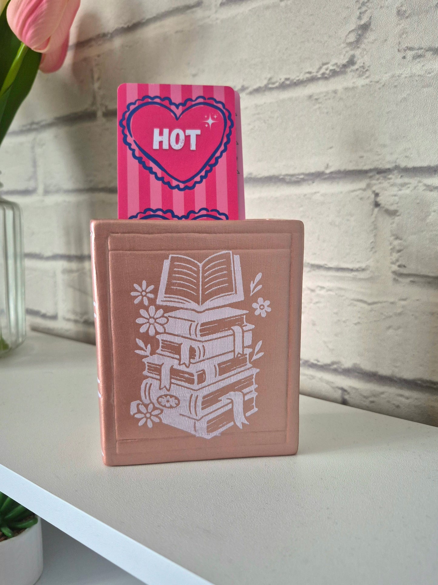 Rose Gold Ceramic bookmark holder - Hand painted