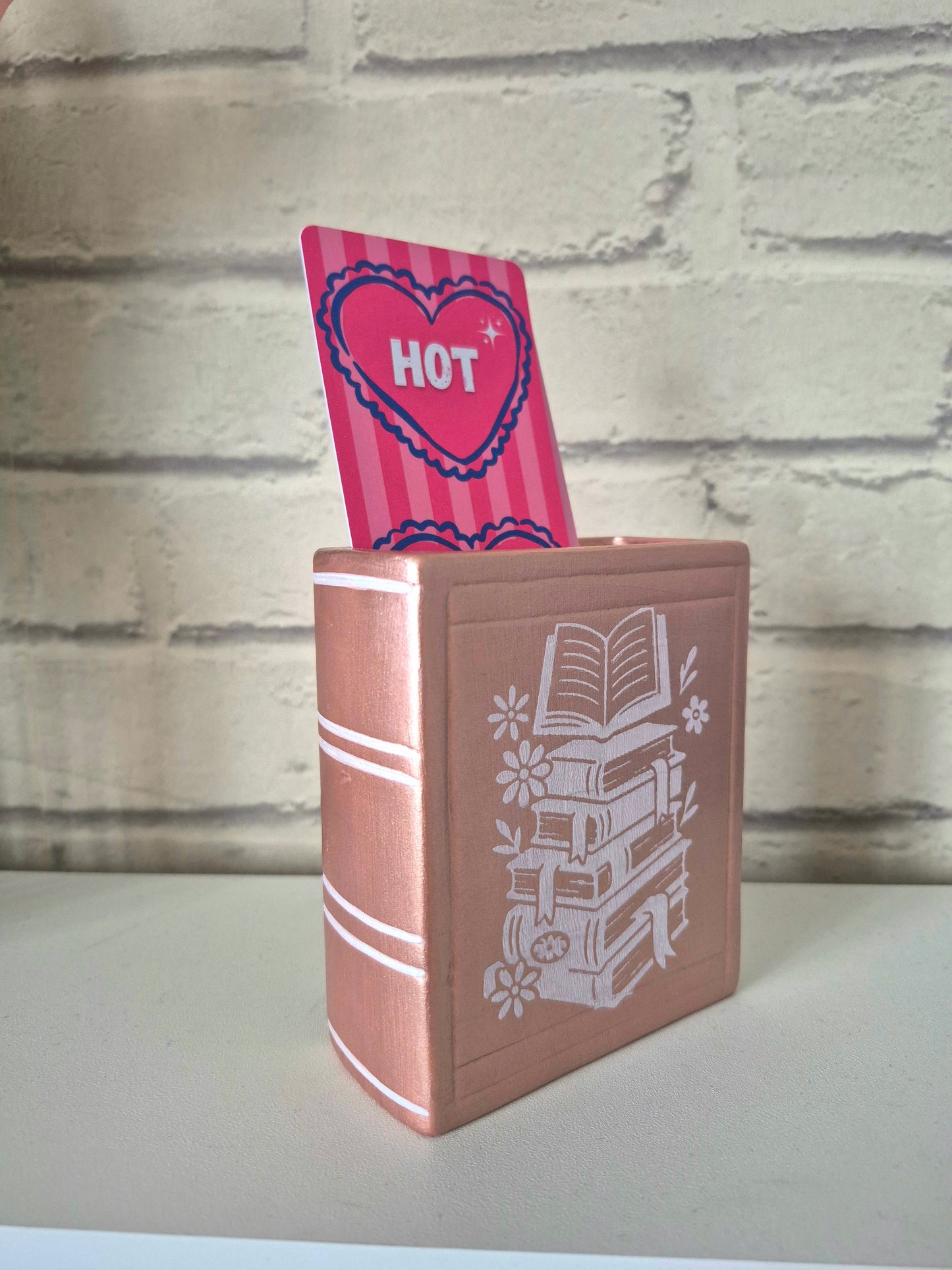 Rose Gold Ceramic bookmark holder - Hand painted