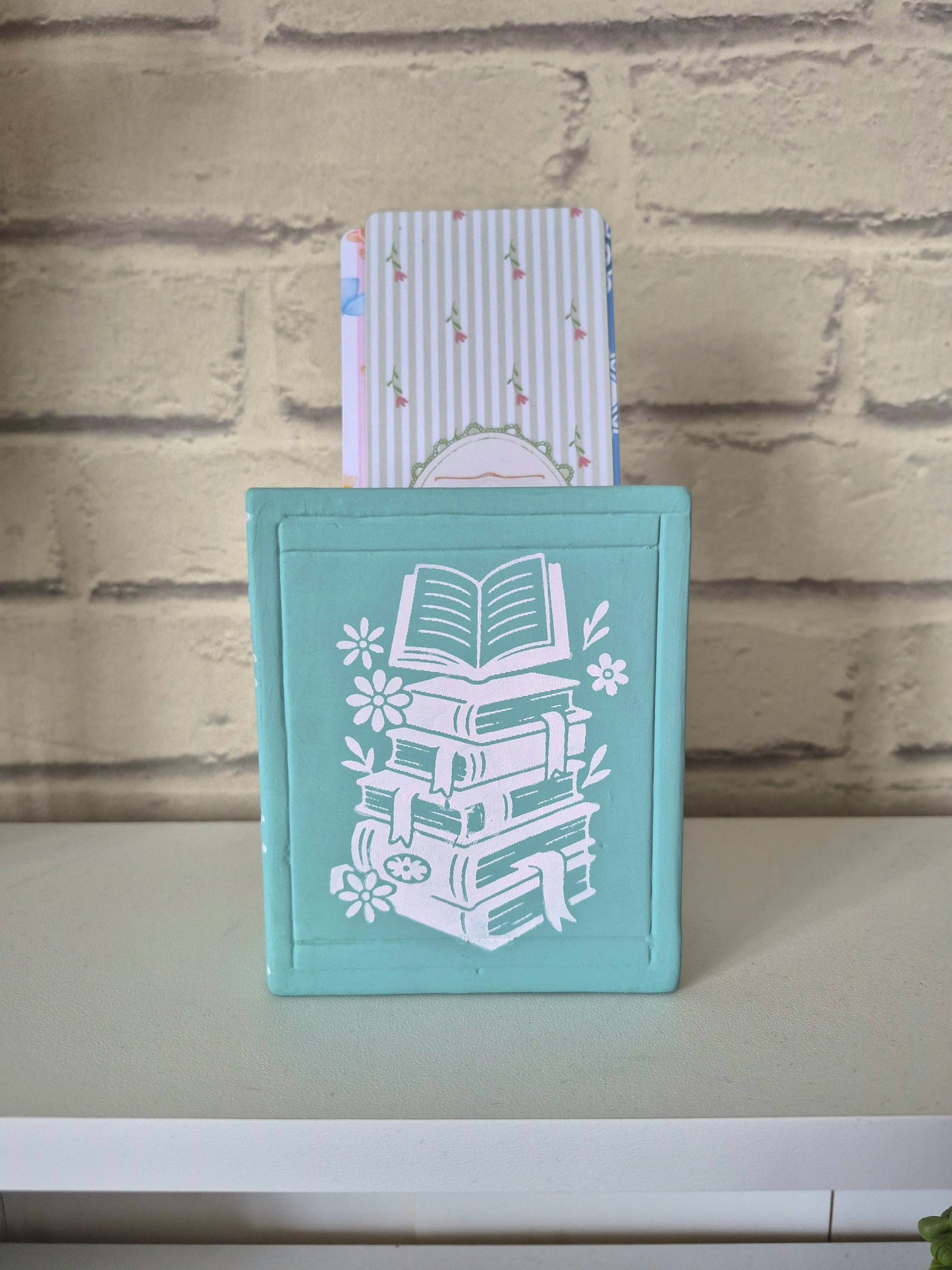 Soft Sage Ceramic bookmark holder - Hand painted