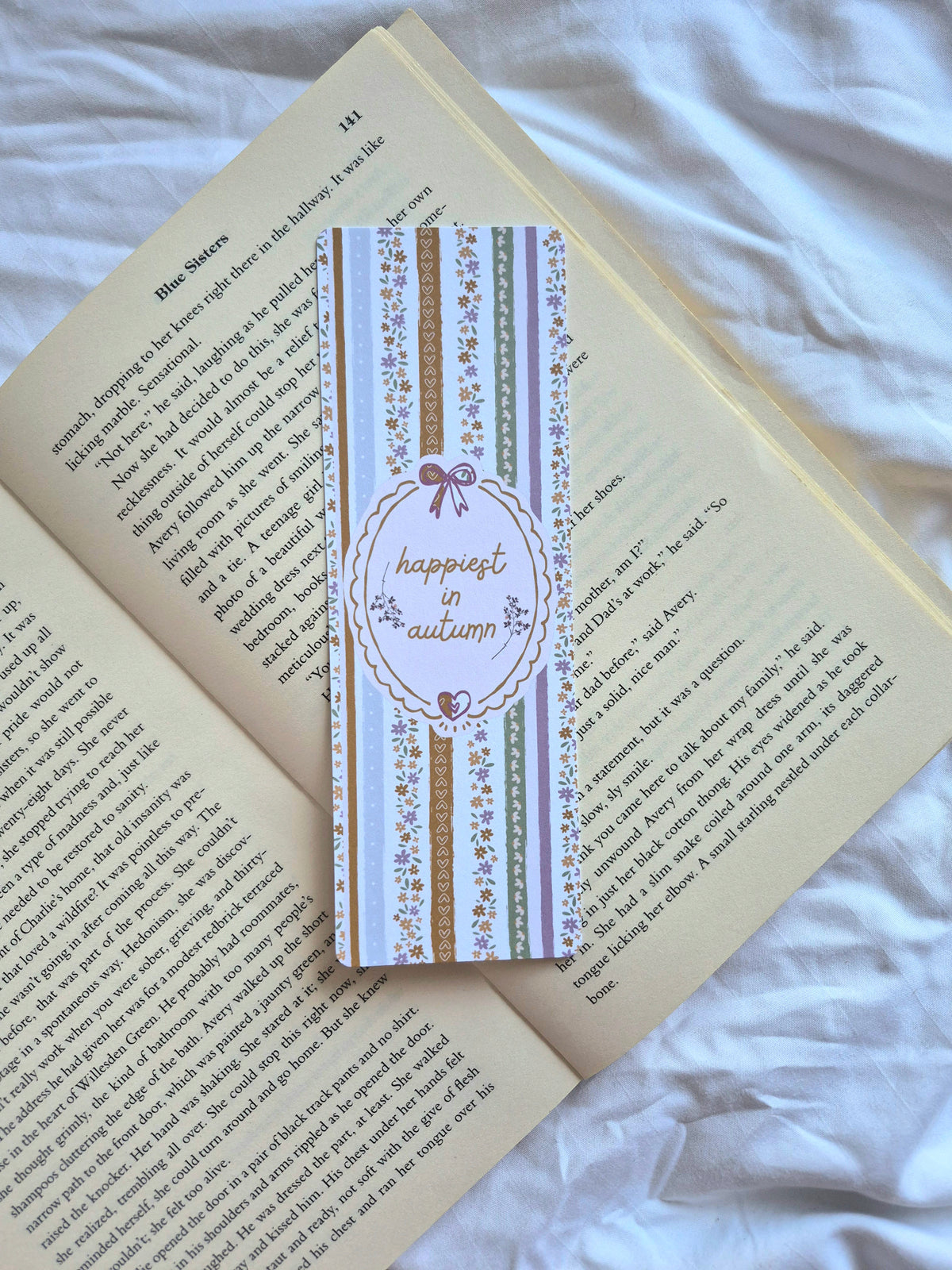 Happiest in Autumn floral bookmark