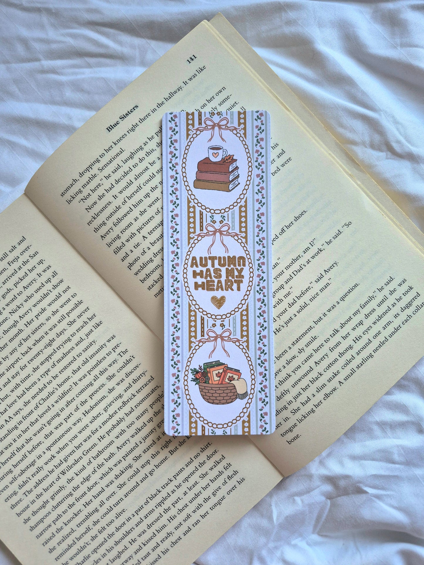 'Autumn has my heart' floral patterned bookmark