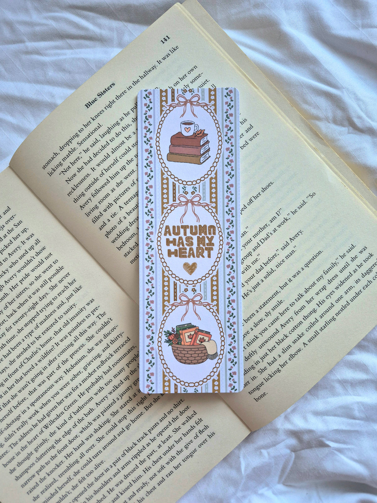 'Autumn has my heart' floral patterned bookmark