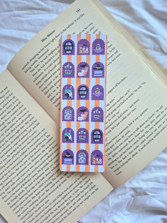 Halloween stamps ghost and witches bookmark: Spooky season reading accessory