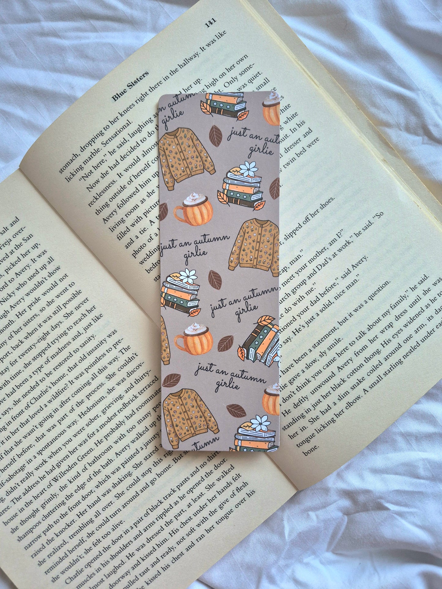 Just an autumn girlie cosy reading bookmark