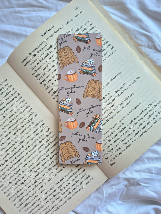 Just an autumn girlie cosy reading bookmark