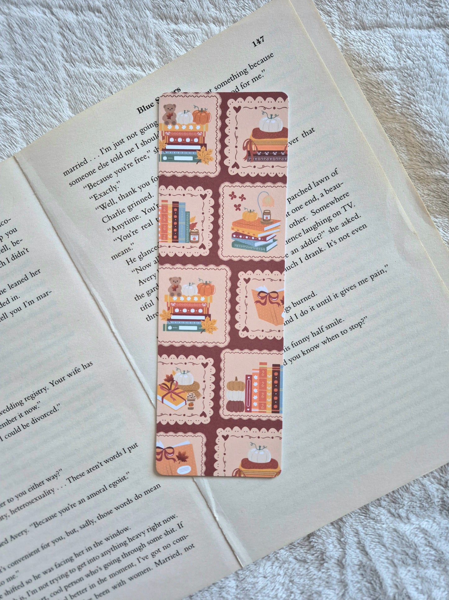 Autumn postage stamps bookmark
