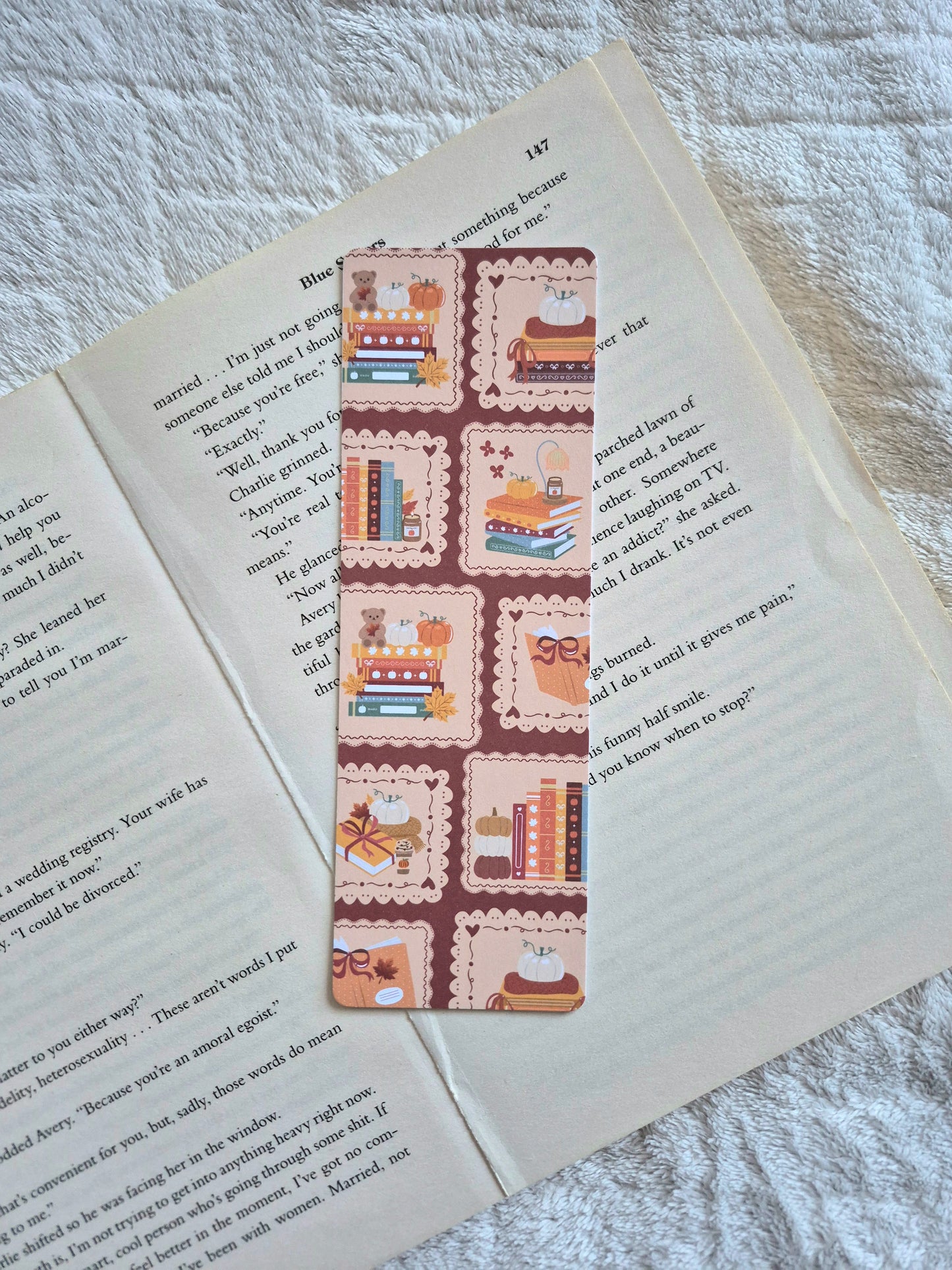 Autumn postage stamps bookmark