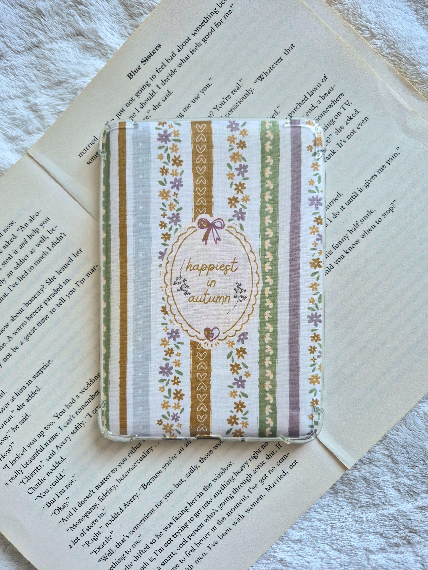 Happiest in Autumn floral Autumn Kindle insert: Linen cardstock