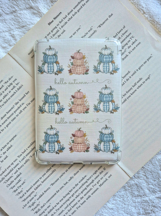 Hello Autumn gingham pumpkins  Kindle insert: Linen cardstock