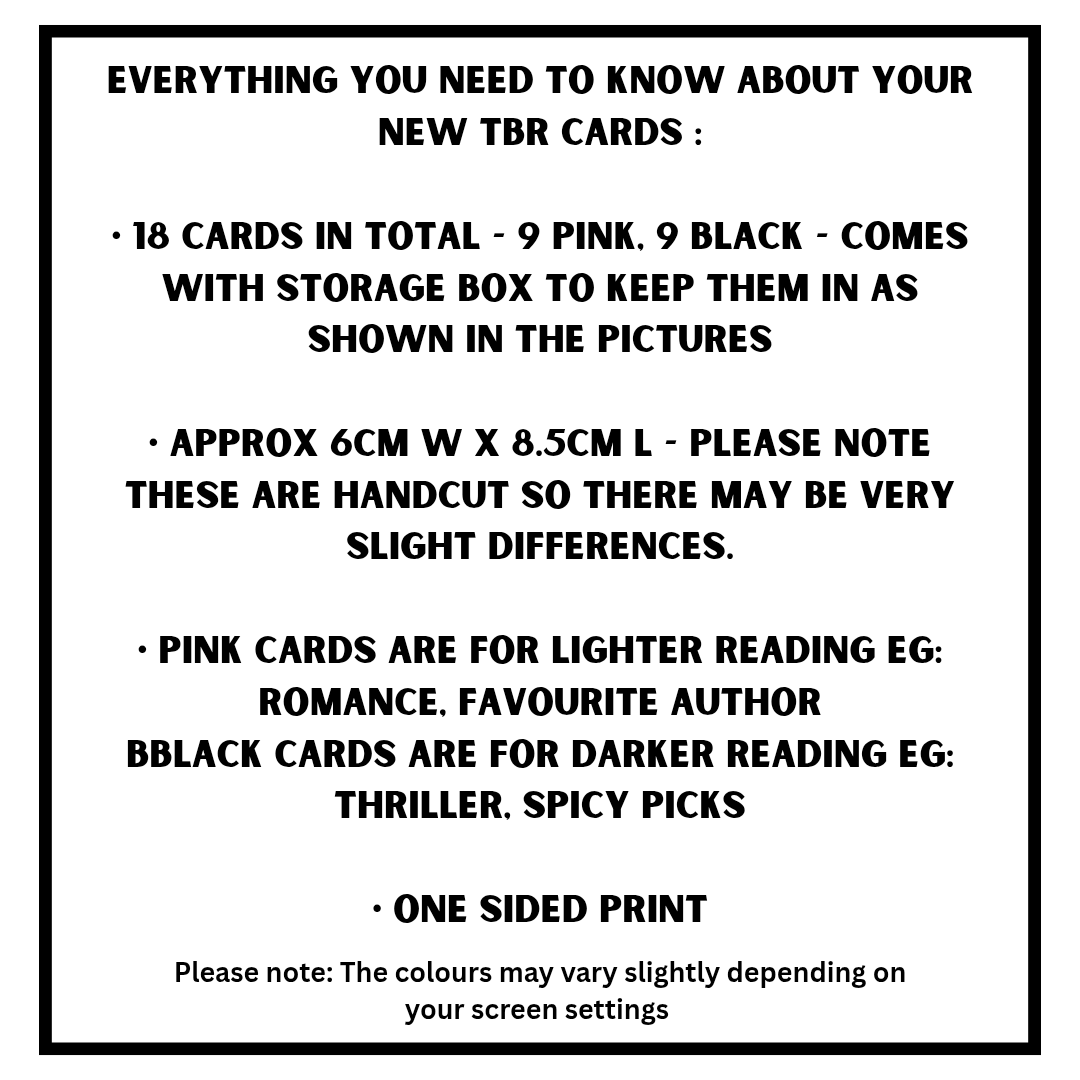 Tbr prompt cards for booklovers: Pack of cards, Pink and Black