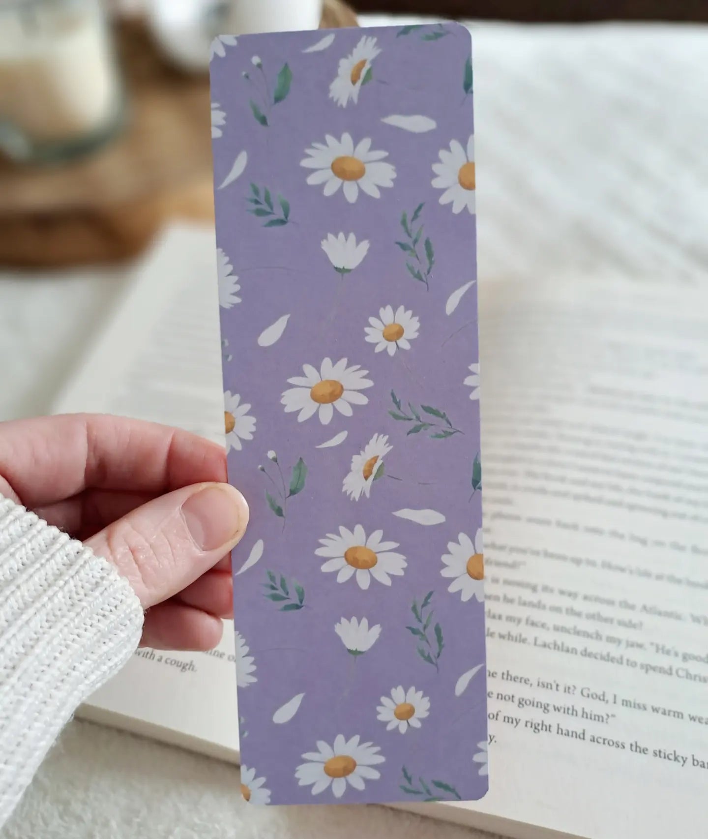 Daisies with lavender bookmark - Double-sided print