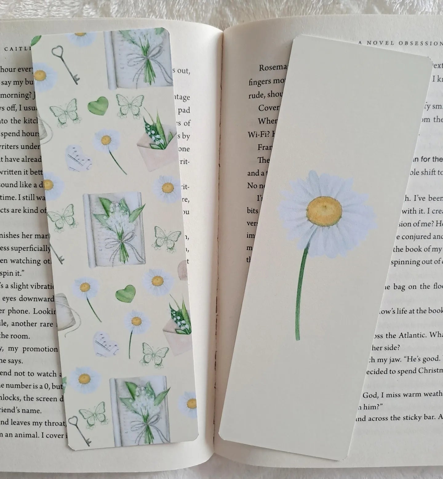 Vintage spring bookmark - Floral double sided print