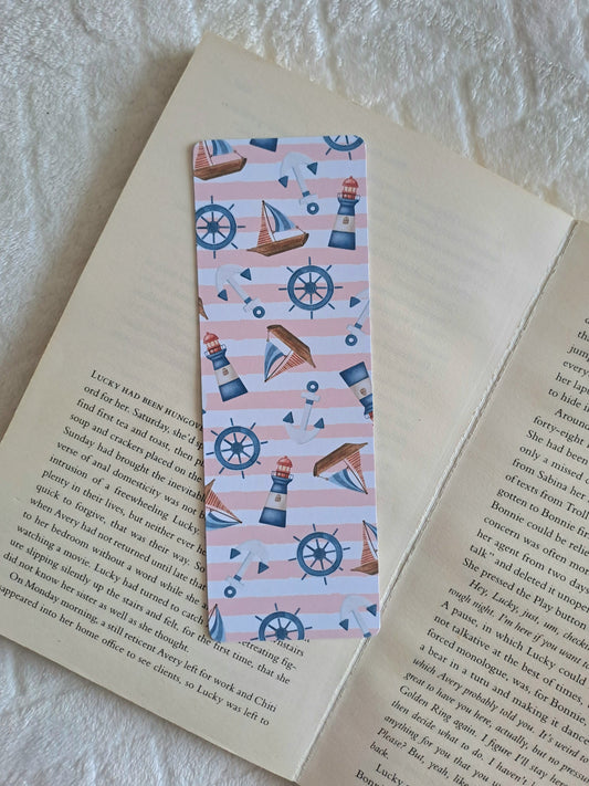 Nautical themed double-sided print bookmark - Summer bookmarks