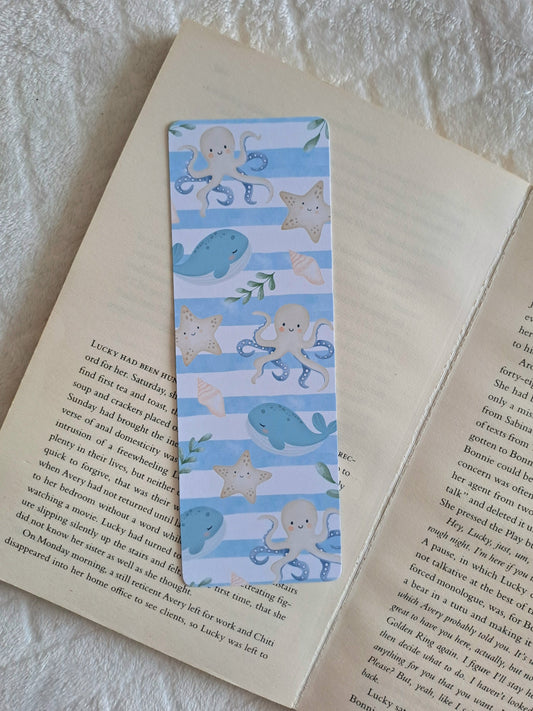 Sea animals double-sided print bookmark- Summer bookmarks | Watercolours | Under the sea