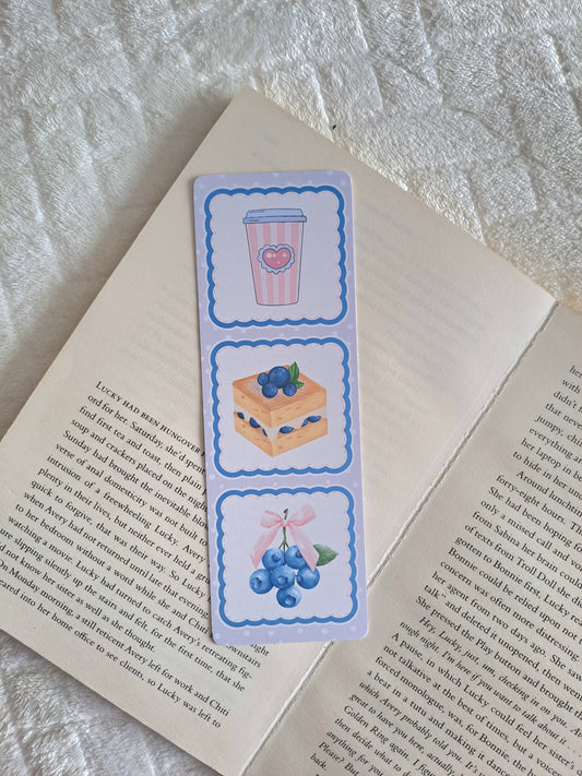 Blueberry cake and coffee bookmark - Water colour aesthetic