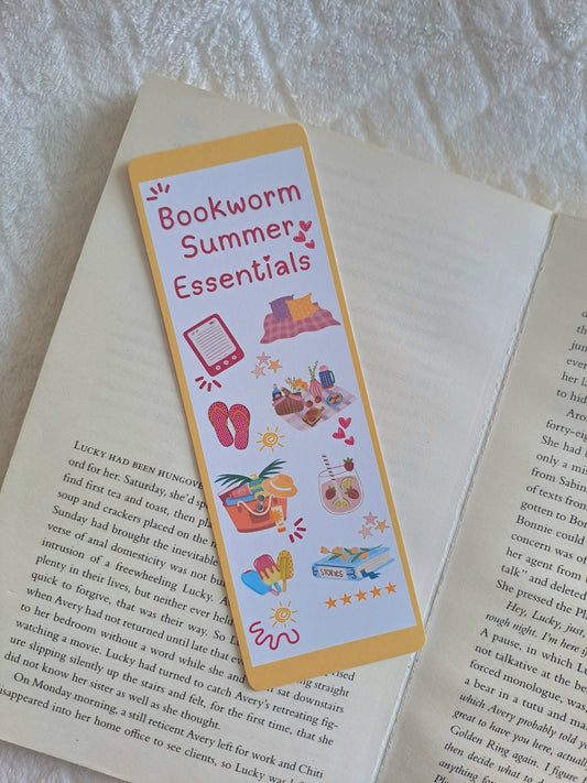 Bookworm summer essentials bookmark- Reading accessories for booklovers