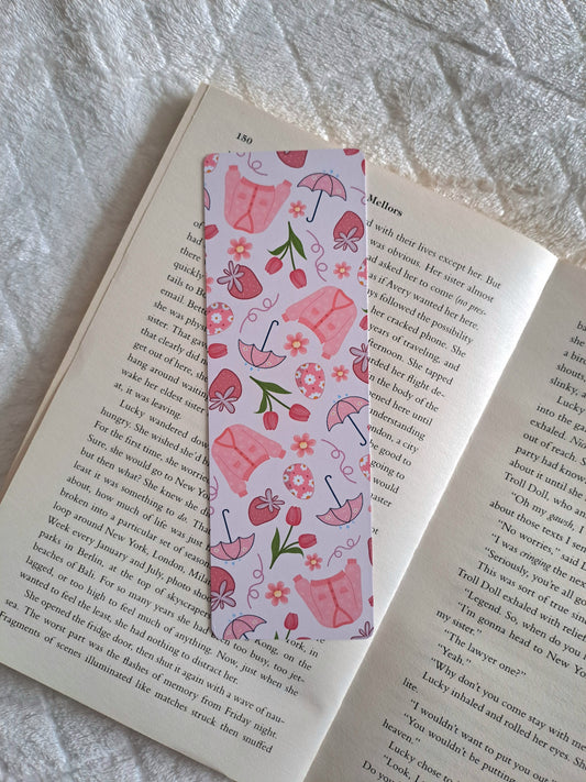 Pink spring double-sided print bookmark