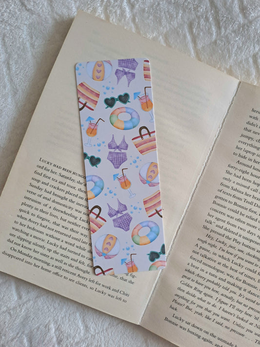A day at the beach! double-sided print bookmark- Summer bookmarks | Booklover gift