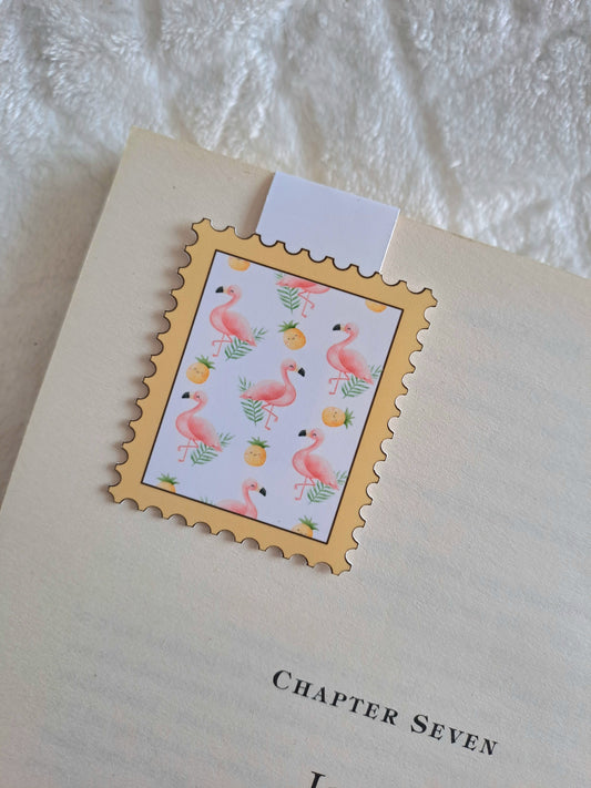 Flamingo magnetic bookmark| Reading accessories | Yellow stamp